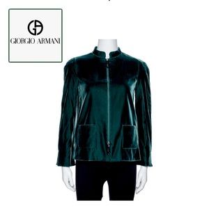 Like new! Giorgio Armani Emerald Green Velvet Nehru Evening Jacket